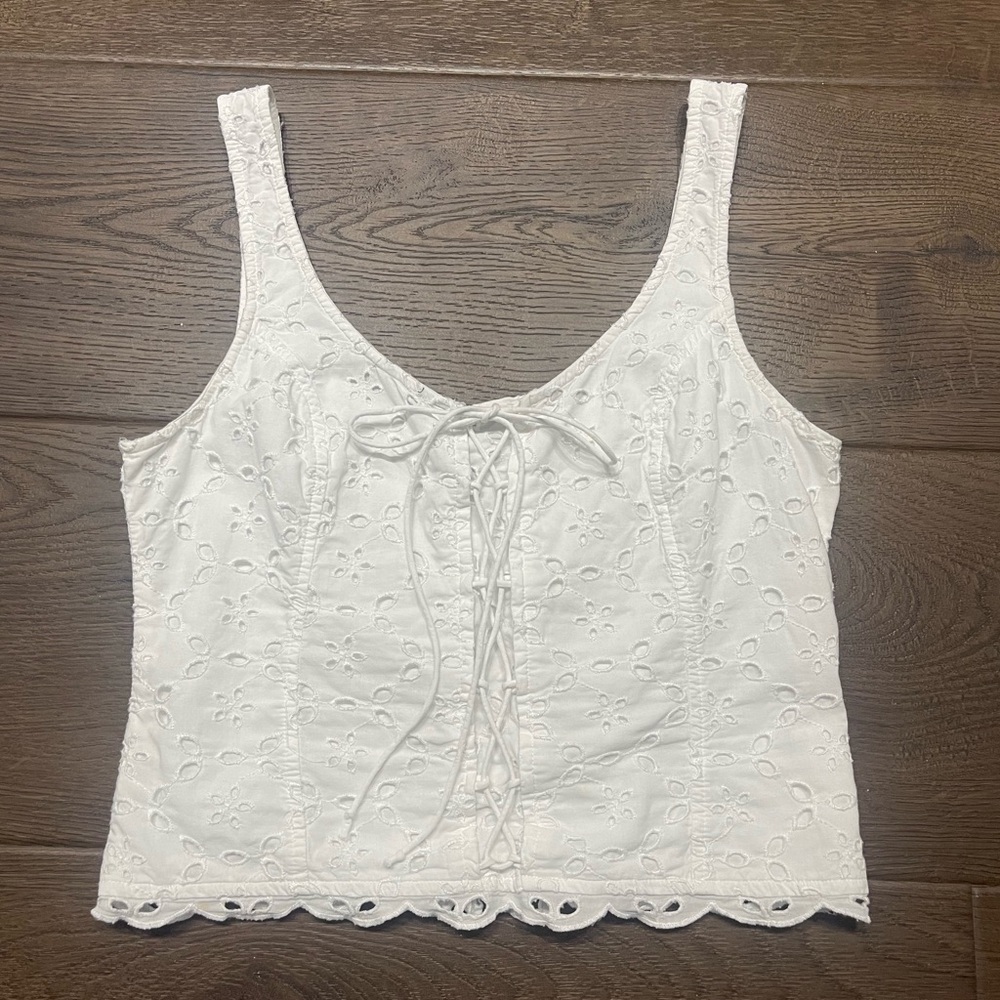 Abercrombie & Fitch white eyelet crop top